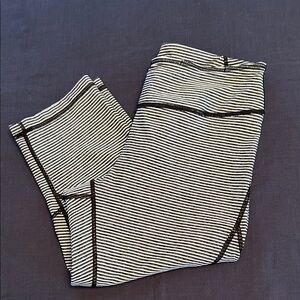 Zella Black and White Striped Live In Capri Leggings